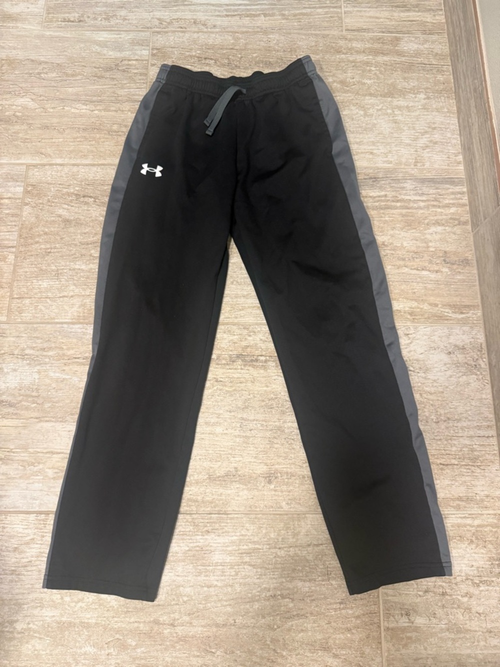 Under Armour Black Track Pants with Gray Side Panels